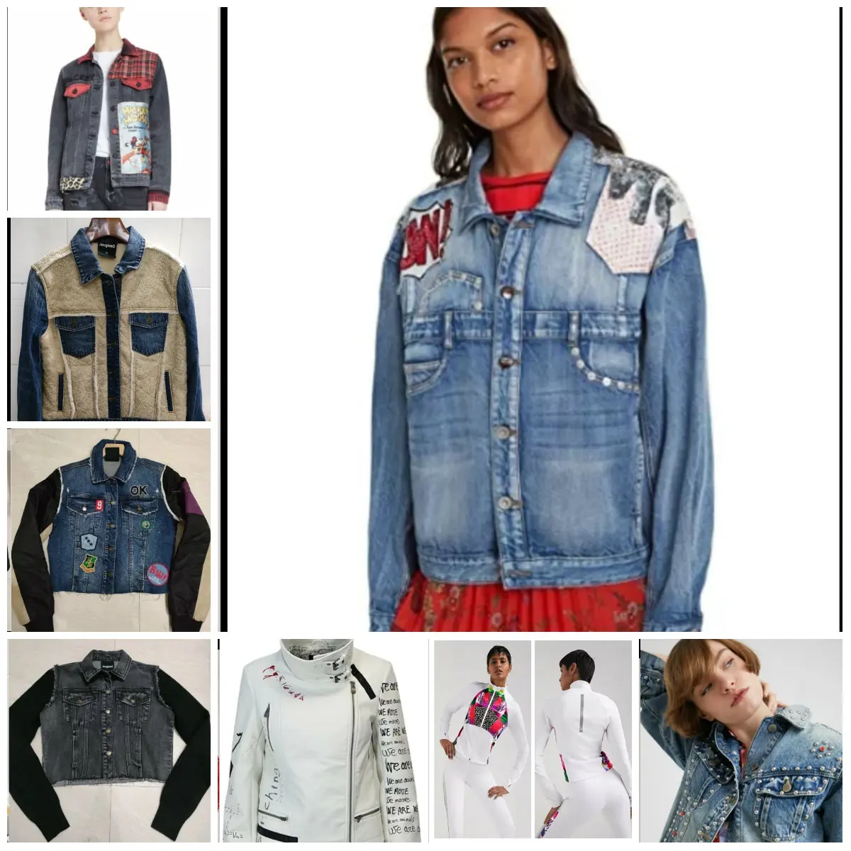 Spain D women's denim coat embroidery print high quality personality short coat stitching hot selling trend
Spain D women's denim coat embroidery print high quality personality short coat stitching hot selling trend