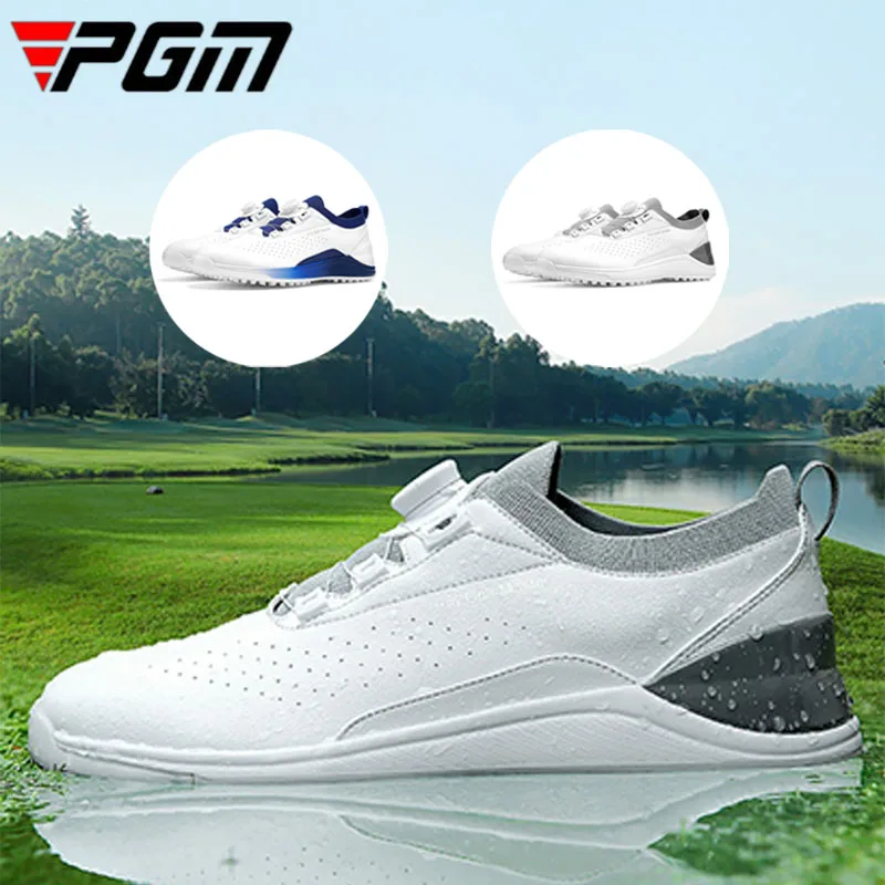 

PGM Male Waterproof Microfiber Upper Golf Sneakers Men Knob Shoelace Skidproof Sports Footwear Lightweight Outdoor Golf Trainers