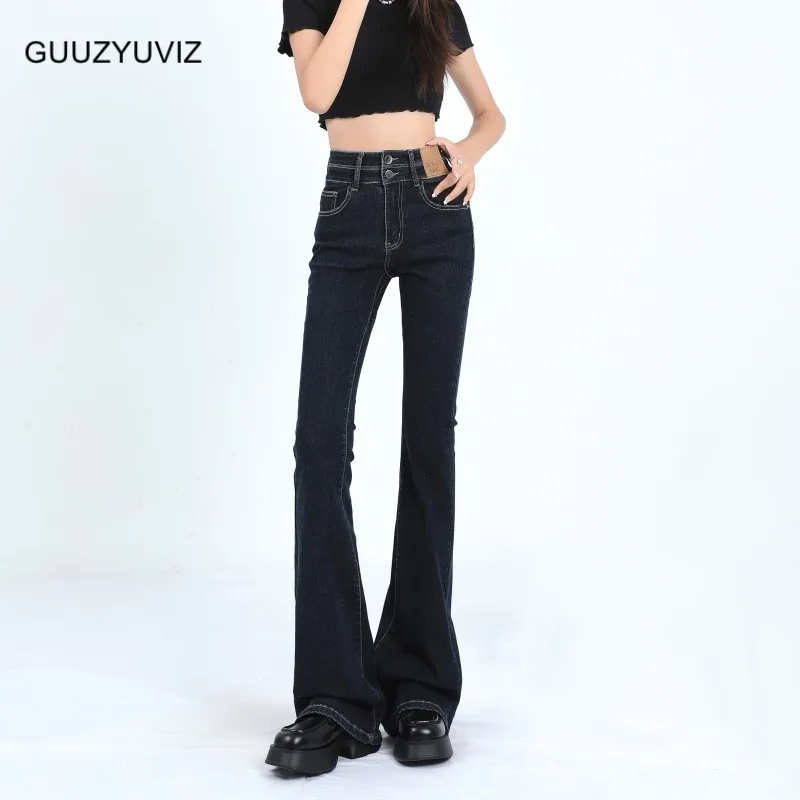 GUUZYUVIZ Stretch Flared Jeans Women High Waist Double Button Elastic Denim Bell-bottoms Pants Black Blue Grey
GUUZYUVIZ Stretch Flared Jeans Women High Waist Double Button Elastic Denim Bell-bottoms Pants Black Blue Grey