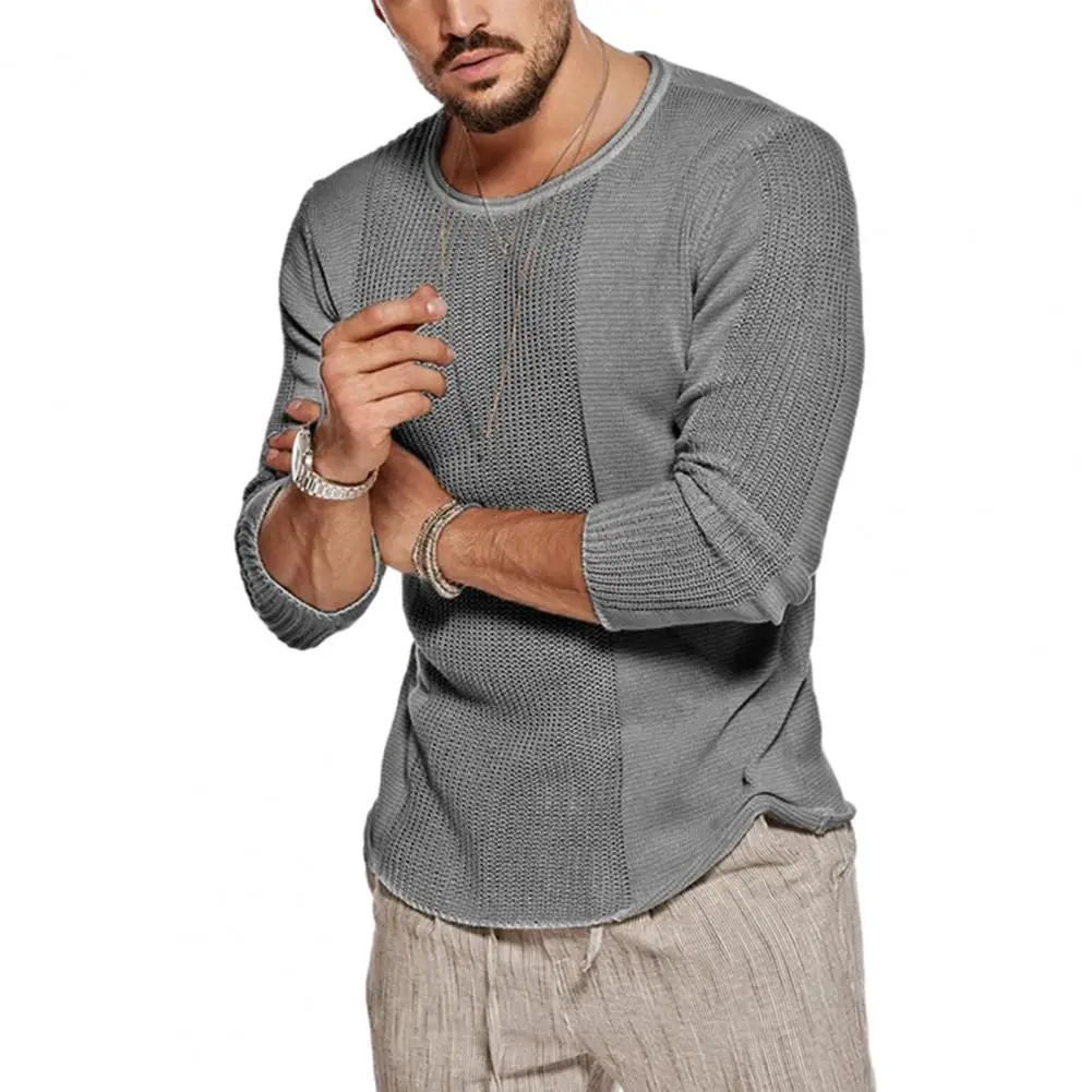 Autumn Winter Men Sweaters Solid Color Knitting Sweater O-neck Long Sleeve Hollow Out Stitching Pullover Tops Men Streetwear
Autumn Winter Men Sweaters Solid Color Knitting Sweater O-neck Long Sleeve Hollow Out Stitching Pullover Tops Men Streetwear