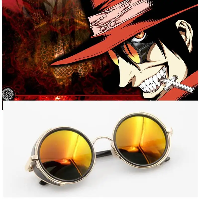 

Hellsing Anime Alucard Vampire Hunter Tailored Cosplay Glasses Orange Sunglasses Costume Props Accessories Decoration