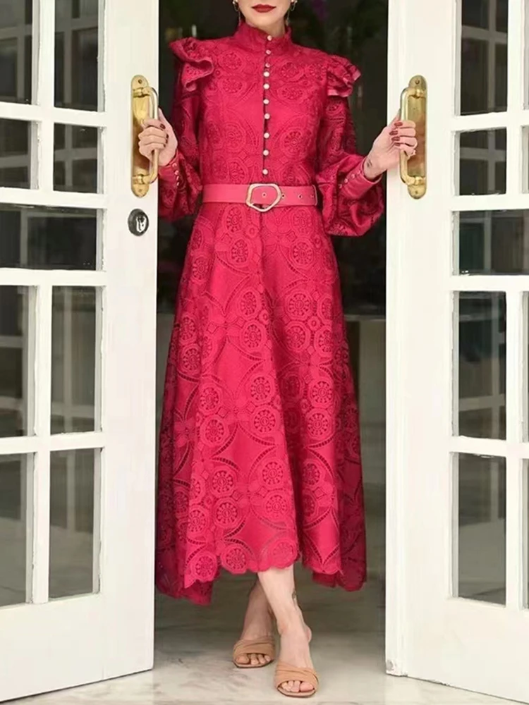 Party Vacation Travel 2023 Summer Women's Long-Sleeved Vertical Collar Belt Lace Embroidered Wooden Ear Swing Dress
Party Vacation Travel 2023 Summer Women's Long-Sleeved Vertical Collar Belt Lace Embroidered Wooden Ear Swing Dress