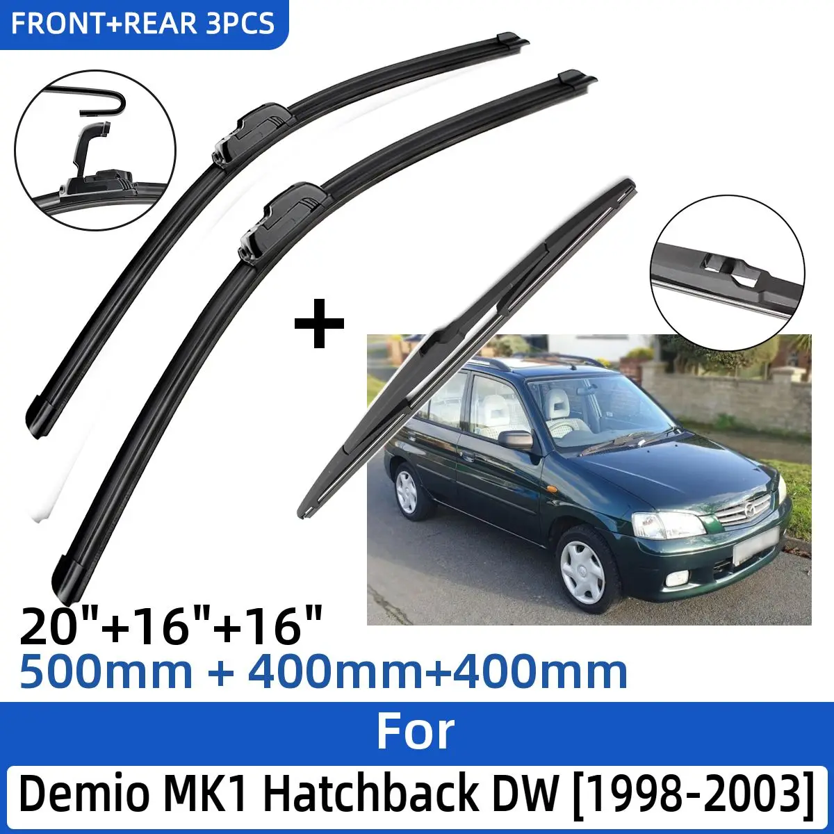 Щетки стеклоочистителя передние и задние для Mazda Demio MK1 Hatchback DW, J U Hook 1998-2003 1998 1999 2000 2001 2002
Щетки стеклоочистителя передние и задние для Mazda Demio MK1 Hatchback DW, J U Hook 1998-2003 1998 1999 2000 2001 2002