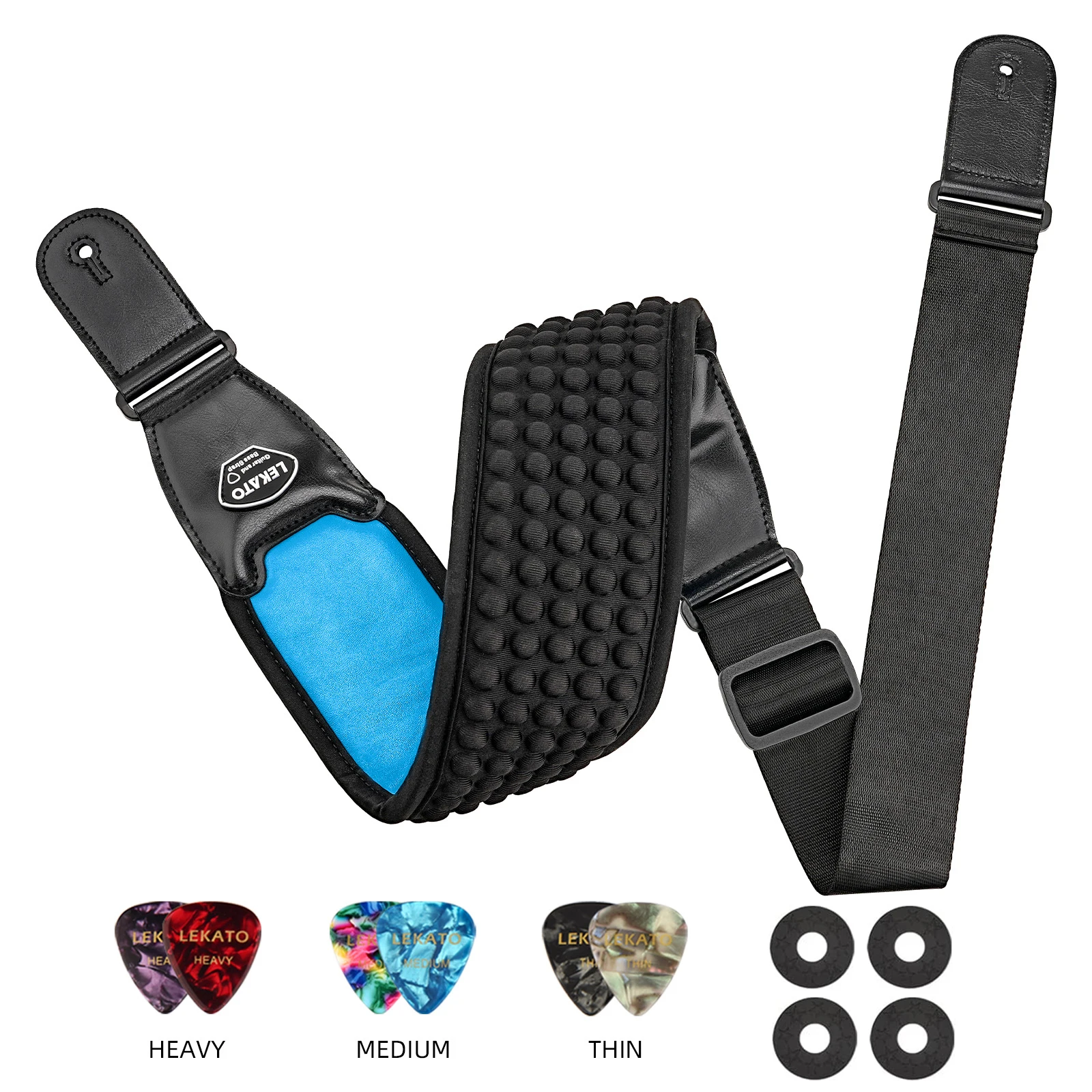 LEKATO Guitar Strap Belt 3D Sponge LGS-1 Adjustable Filling Electric Guitar Strap Bass Belt 3.5" Wide With 6 Picks
LEKATO Guitar Strap Belt 3D Sponge LGS-1 Adjustable Filling Electric Guitar Strap Bass Belt 3.5" Wide With 6 Picks