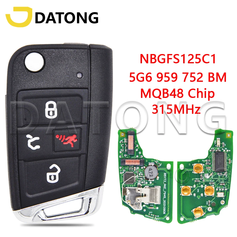 Datong World Car Remote Control Key For VW Volkswagen Golf GTI Jetta Tiguan 2018-2021 NBGFS125C1 5G6959752BM 315MHz MQB48 Flip
Datong World Car Remote Control Key For VW Volkswagen Golf GTI Jetta Tiguan 2018-2021 NBGFS125C1 5G6959752BM 315MHz MQB48 Flip