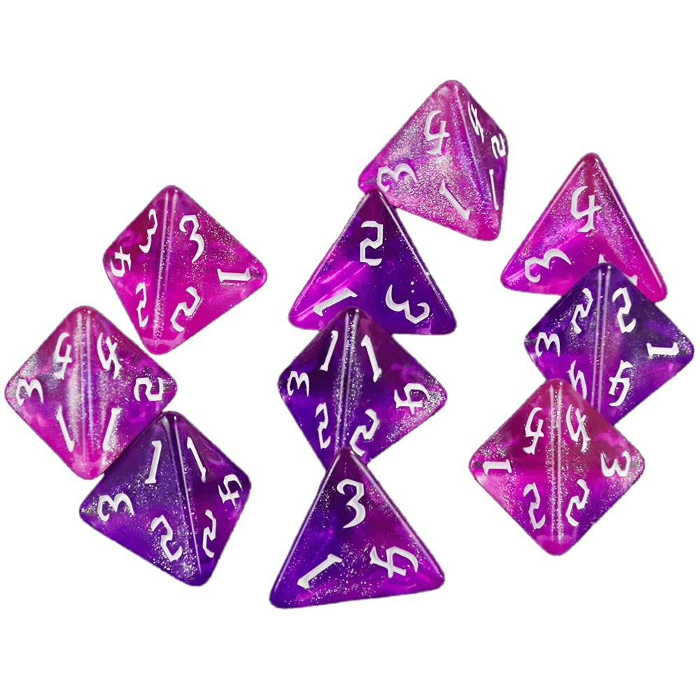 Полигедрал D4 набор игральных костей 10 шт. 4-сторонние кости для D & D ролевые игры настольные игры разноцветные кости с блестками
Полигедрал D4 набор игральных костей 10 шт. 4-сторонние кости для D & D ролевые игры настольные игры разноцветные кости с блестками