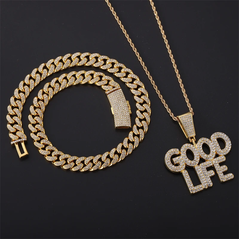D&Z GOOD LIFE Letter Pendant 3pieces 13mm Rhinestones Miami Cuban Chain HipHop Iced Out Bling Necklaces Fashion Jewelry For Man
D&Z GOOD LIFE Letter Pendant 3pieces 13mm Rhinestones Miami Cuban Chain HipHop Iced Out Bling Necklaces Fashion Jewelry For Man