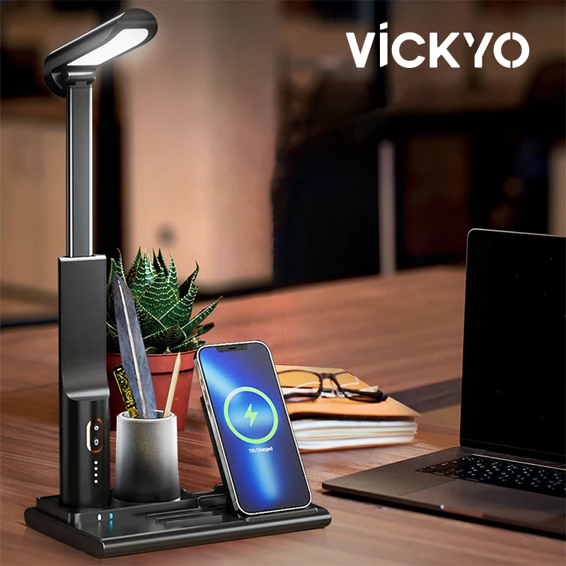 VICKYO LED Table Lamp With Wireless Charging 15W Eye Protection Folding Desk Lamps With Pen Holder Reading Lights For Kids Study
VICKYO LED Table Lamp With Wireless Charging 15W Eye Protection Folding Desk Lamps With Pen Holder Reading Lights For Kids Study