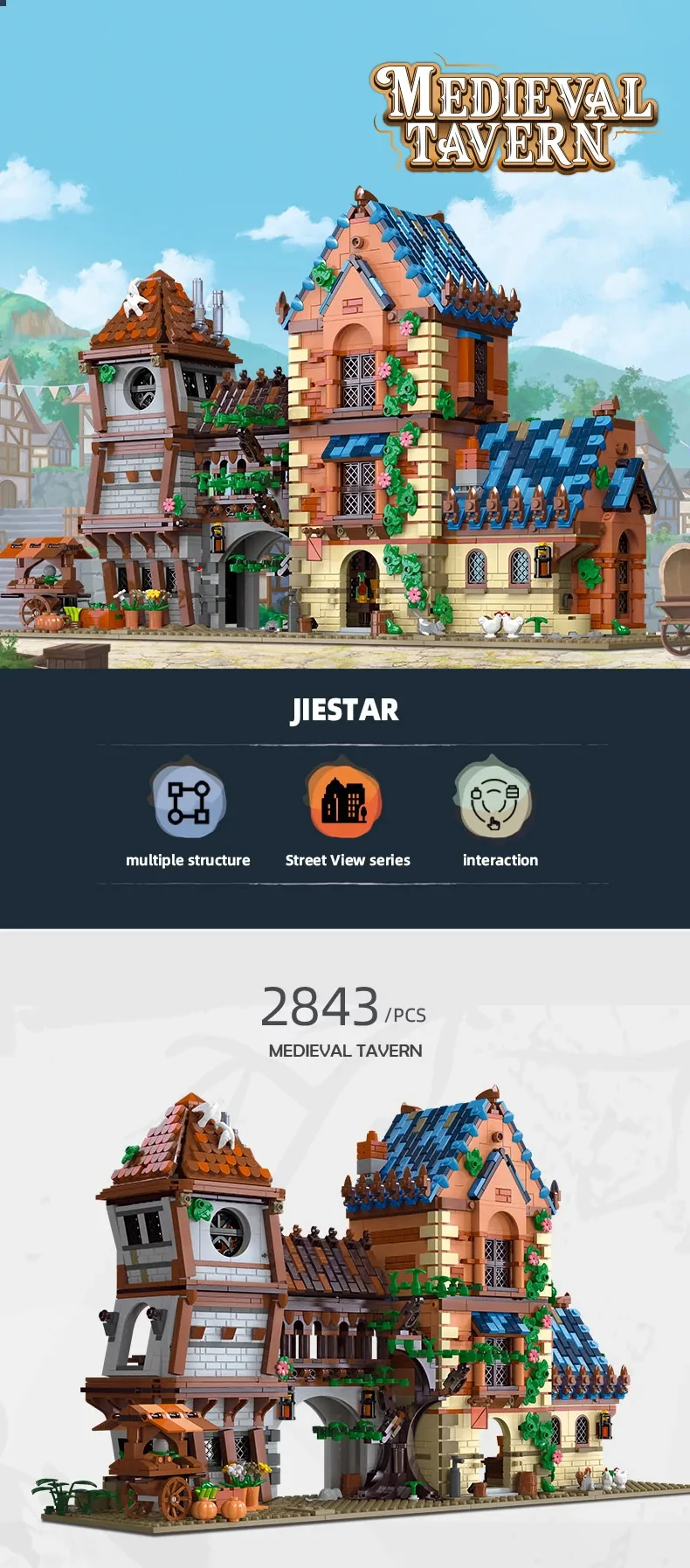 2843PCS Medieval Tavern Building Block Creative City Street View MOC Model Bricks Creative Desktop Ornaments Toys Gifts For Kids 2843PCS Medieval Tavern Building Block Creative City Street View MOC Model Bricks Creative Desktop Ornaments Toys Gifts For Kids