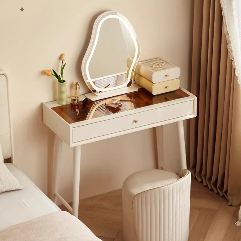 

White Desk Small Vanity Bedroom Chair Mobile Mirror Make Up Table Storage Drawers Modern Coiffeuse De Chambre Bedrooms Furniture