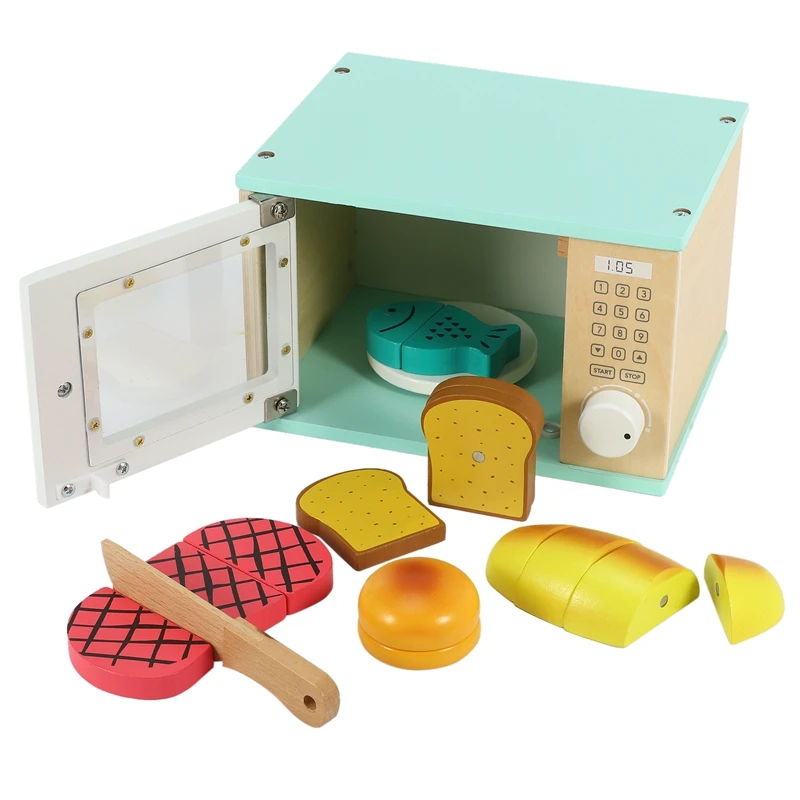 

2023 Hot-Children's Wooden Simulation Kitchen Toy Set Play House Early Education Toy Bread Machine Coffee Machine Juicer Oven
