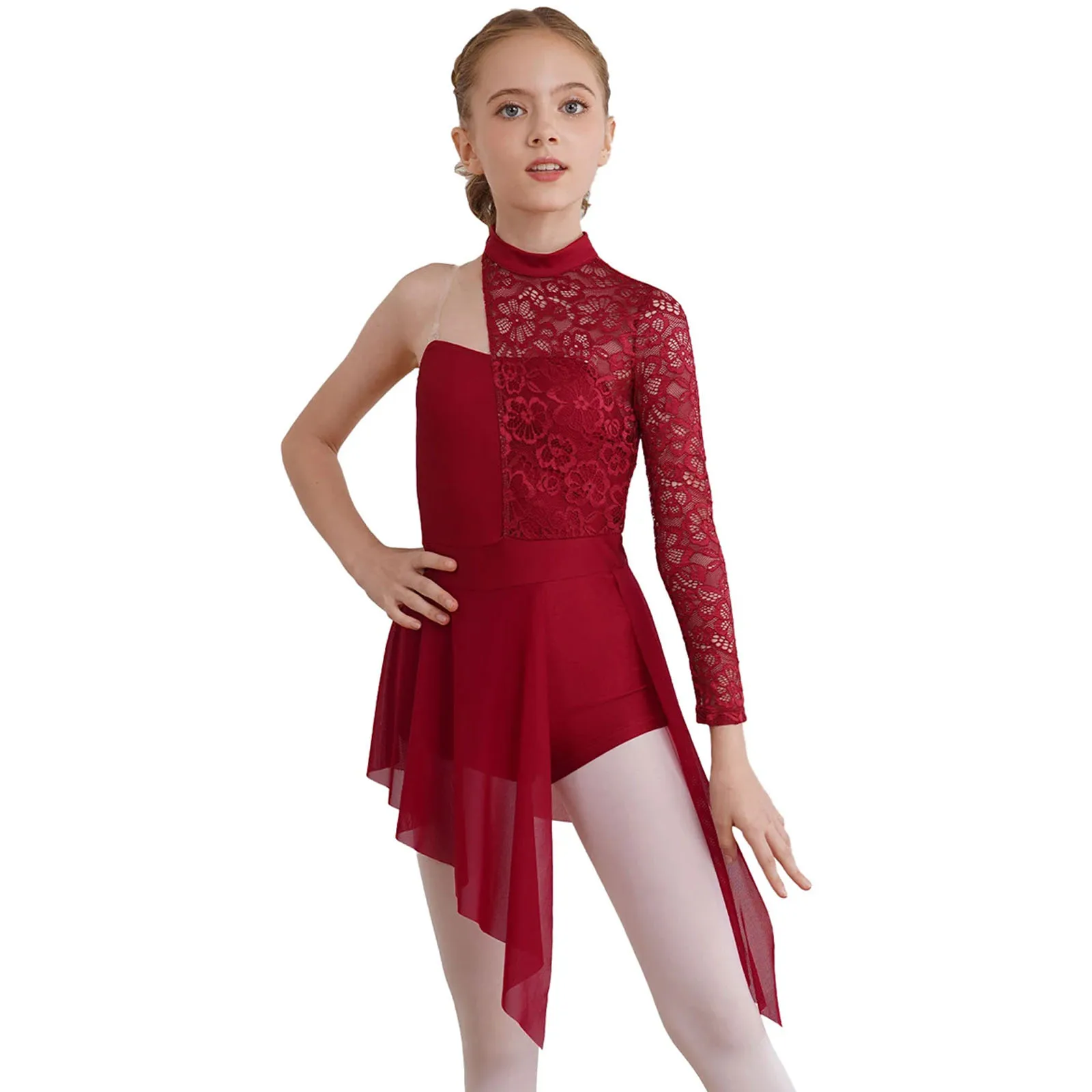 Kids Girl Lyrical Dance Dress One Shoulder Asymmetrical Floral Lace Ballet Figure Skating Gymnastics Leotard Performance Costume
Kids Girl Lyrical Dance Dress One Shoulder Asymmetrical Floral Lace Ballet Figure Skating Gymnastics Leotard Performance Costume