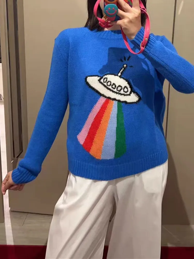 Women Celestial Body Print 100% Cashmere Sweater Colorful Stripes Long Sleeve Pullover 2023 Autumn Female O-Neck Jumpers
Women Celestial Body Print 100% Cashmere Sweater Colorful Stripes Long Sleeve Pullover 2023 Autumn Female O-Neck Jumpers