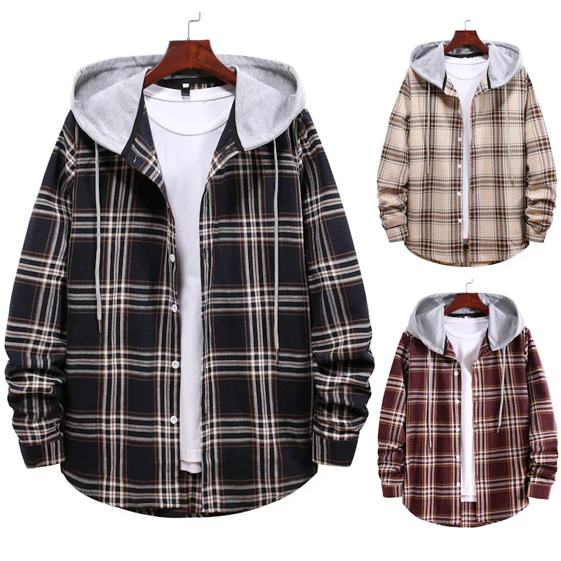 New Men's Couple Hooded Checkered Shirt Foreign Trade Large Checkered Shirt Turn-down Collar Shirts Spring Autumn
New Men's Couple Hooded Checkered Shirt Foreign Trade Large Checkered Shirt Turn-down Collar Shirts Spring Autumn