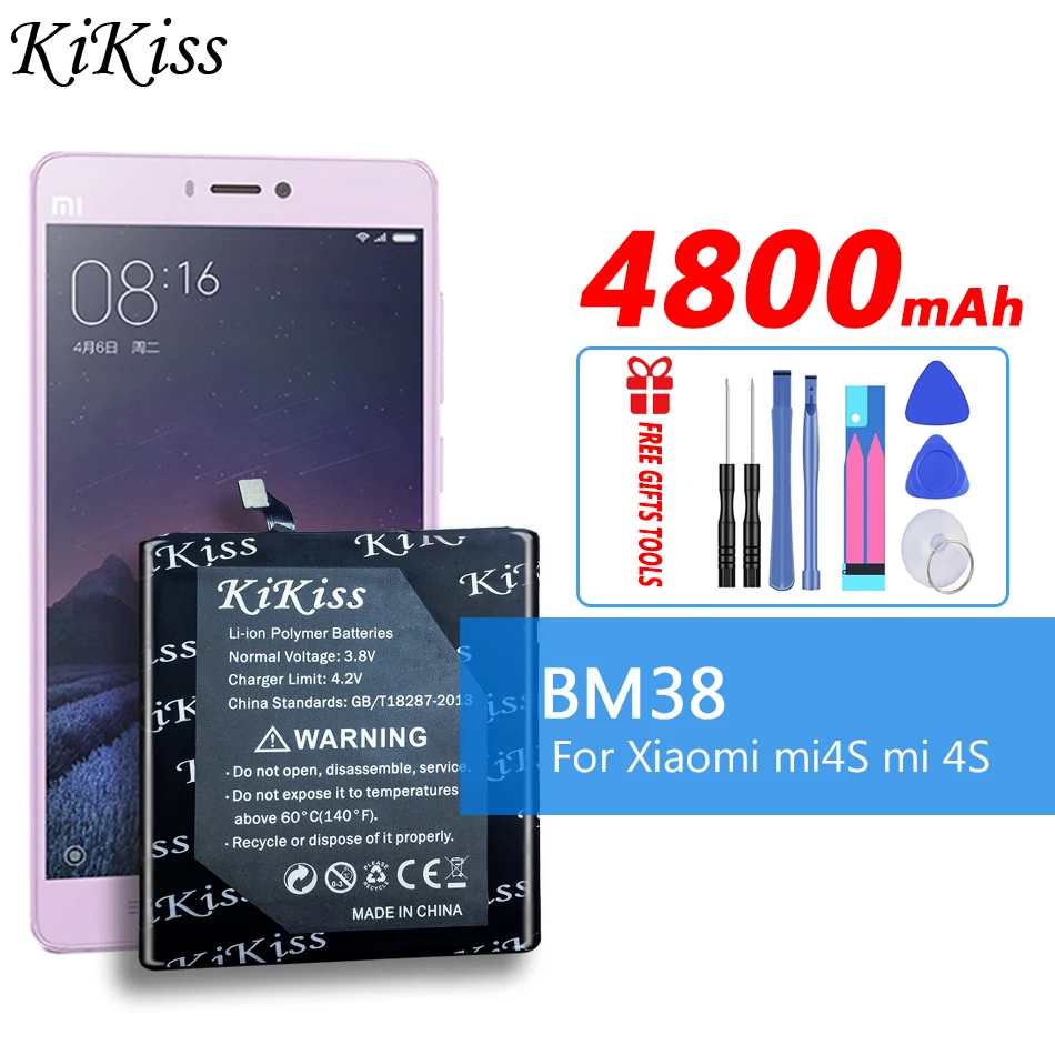 

BM38 4800 мАч аккумулятор большой емкости для Xiaomi Mi 4S M4S Mi4S сменный аккумулятор BM 38 BM-38 с большой емкостью + Бесплатные инструменты