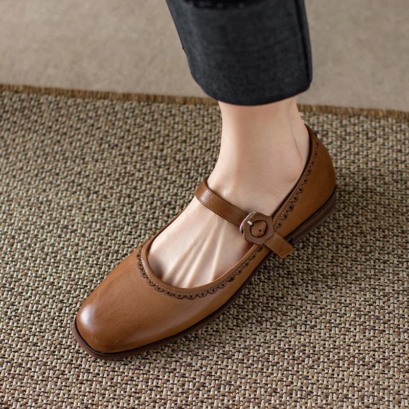 Vintage Flats Korea Style One Strap Buckle Flats For Women's Mary Jane Shoes Cow Leather Square Toe Simple Design
Vintage Flats Korea Style One Strap Buckle Flats For Women's Mary Jane Shoes Cow Leather Square Toe Simple Design
