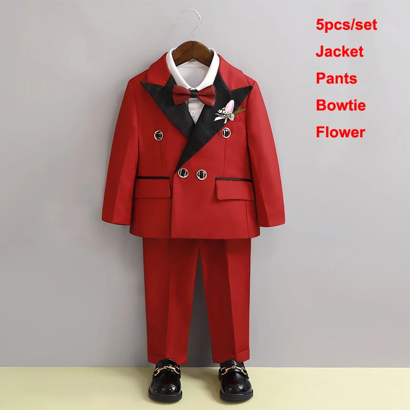 Children's Birthday Party Wedding Performance Suit Set Baby Boy Double Breasted Blazer Jacket Pants Bowtie Flower Clothing
Children's Birthday Party Wedding Performance Suit Set Baby Boy Double Breasted Blazer Jacket Pants Bowtie Flower Clothing