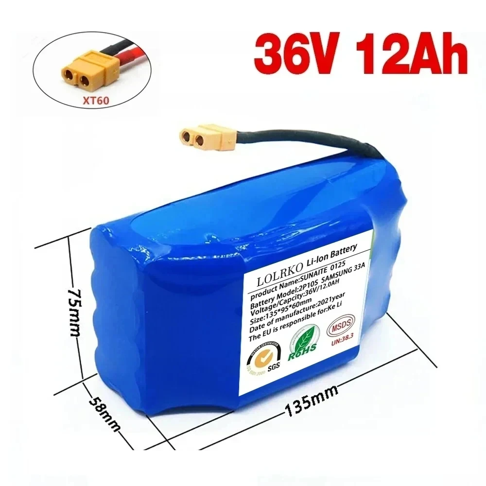 

Genuine 36V 12Ah 10s2p Battery Packs Rechargeable Lithium Ion Battery for Electric Self Balancing Scooter HoverBoard Unicycle