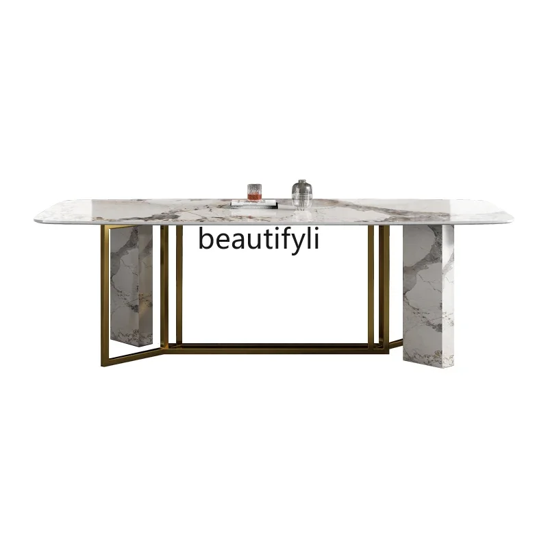 Italian Style Stone Plate Dining Table Household Small Apartment Rectangular Dining Table Dining Tables and Chairs Set
Italian Style Stone Plate Dining Table Household Small Apartment Rectangular Dining Table Dining Tables and Chairs Set