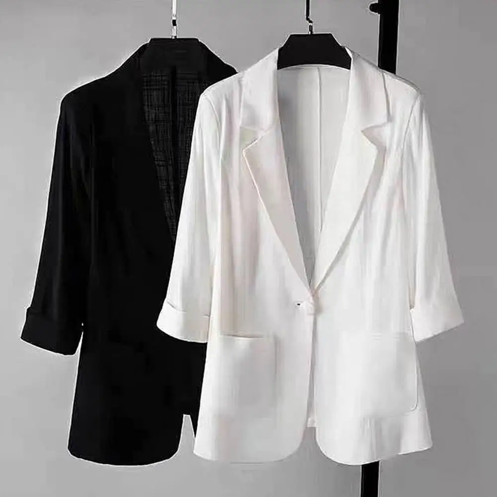 Women Suit Jacket Office Button Elegant Solid Color Three Quarter Women Blazers Coat Plus Size Solid Color Lapel Lady Suit Coat
Women Suit Jacket Office Button Elegant Solid Color Three Quarter Women Blazers Coat Plus Size Solid Color Lapel Lady Suit Coat