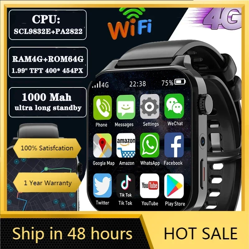 2024 RAM 4GB ROM 64GB 1.99 Inch 4G Call Smart Watch GPS Wifi SIM Dual Camera Heartrate Testing Waterproof Sports Men Smartwatch
2024 RAM 4GB ROM 64GB 1.99 Inch 4G Call Smart Watch GPS Wifi SIM Dual Camera Heartrate Testing Waterproof Sports Men Smartwatch