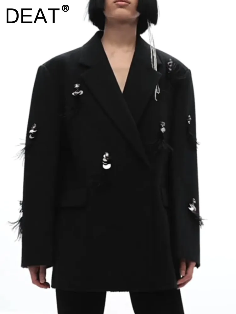 DEAT Fashion Women's Feather Suit Jackets Shoulder Padded Long Sleeve Notched Collar Solid Color Blazer Spring 2024 New 7AB3005
DEAT Fashion Women's Feather Suit Jackets Shoulder Padded Long Sleeve Notched Collar Solid Color Blazer Spring 2024 New 7AB3005