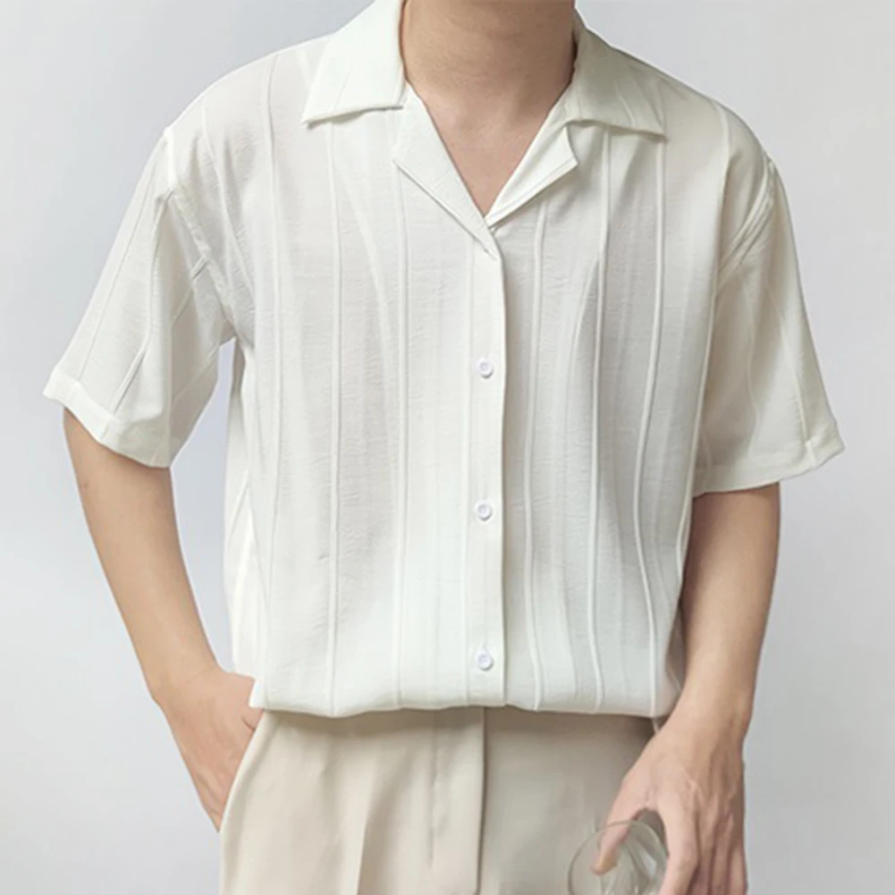 Button Shirt Streetwear Men Striped Lapel For Vacation Short Sleeve Slight Stretch Solid Color Streetwear Button Shirt
Button Shirt Streetwear Men Striped Lapel For Vacation Short Sleeve Slight Stretch Solid Color Streetwear Button Shirt