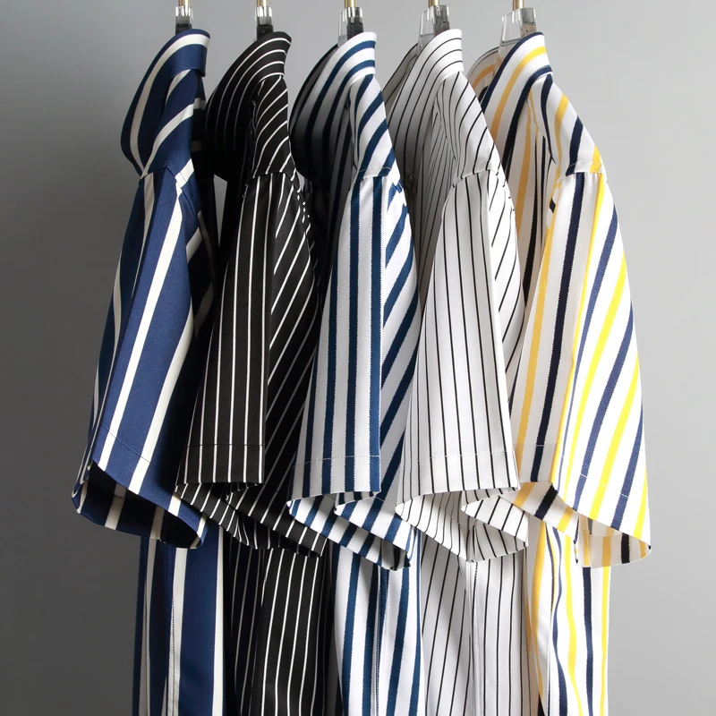 Casual Regular Fit Short Sleeve Strech Striped Clothes for Men Summer Soft Business Men's Dress Shirt no Front Pocket
Casual Regular Fit Short Sleeve Strech Striped Clothes for Men Summer Soft Business Men's Dress Shirt no Front Pocket