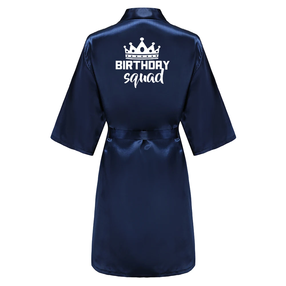 Birthday Party Queen Squad Robes Satin Pajamas Dressing Gown White Writing Kimono Rose Gold Bathrobe Birthday Party Queen Squad Robes Satin Pajamas Dressing Gown White Writing Kimono Rose Gold Bathrobe