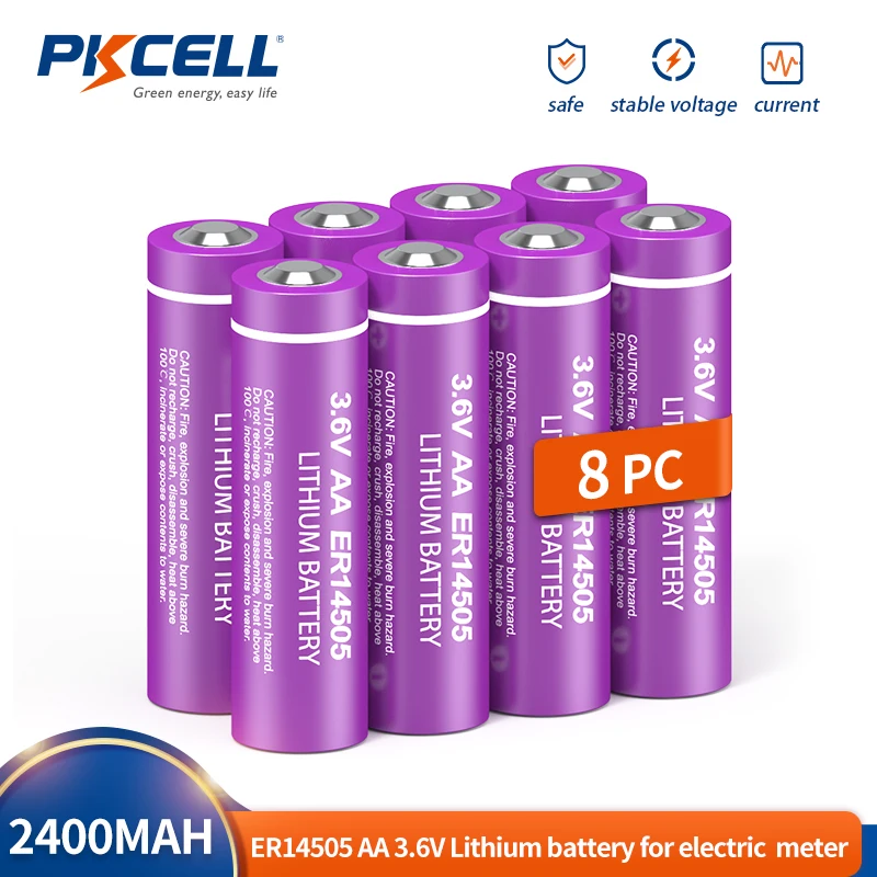 8 шт., литиевые батареи PKCELL 14505 AA, превосходная LR6 R6P Первичная батарея ER14505 2400 мАч для GPS-датчика дыма
8 шт., литиевые батареи PKCELL 14505 AA, превосходная LR6 R6P Первичная батарея ER14505 2400 мАч для GPS-датчика дыма