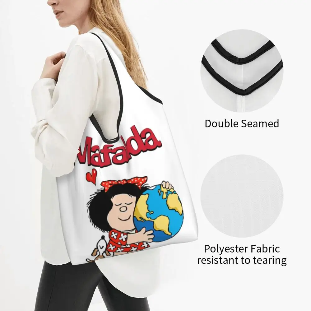 Custom Vintage Mafalda Manga Grocery Shopping Bag 75 Sadb53e4459c84154becbc1369fef35cct