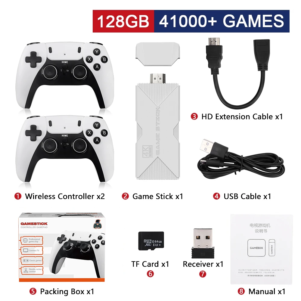 P5 PRO Video Game Console 2.4G Double Wireless Controller Game Stick 4K 41000 Games 128GB Retro Games Boy Christmas Gift
P5 PRO Video Game Console 2.4G Double Wireless Controller Game Stick 4K 41000 Games 128GB Retro Games Boy Christmas Gift