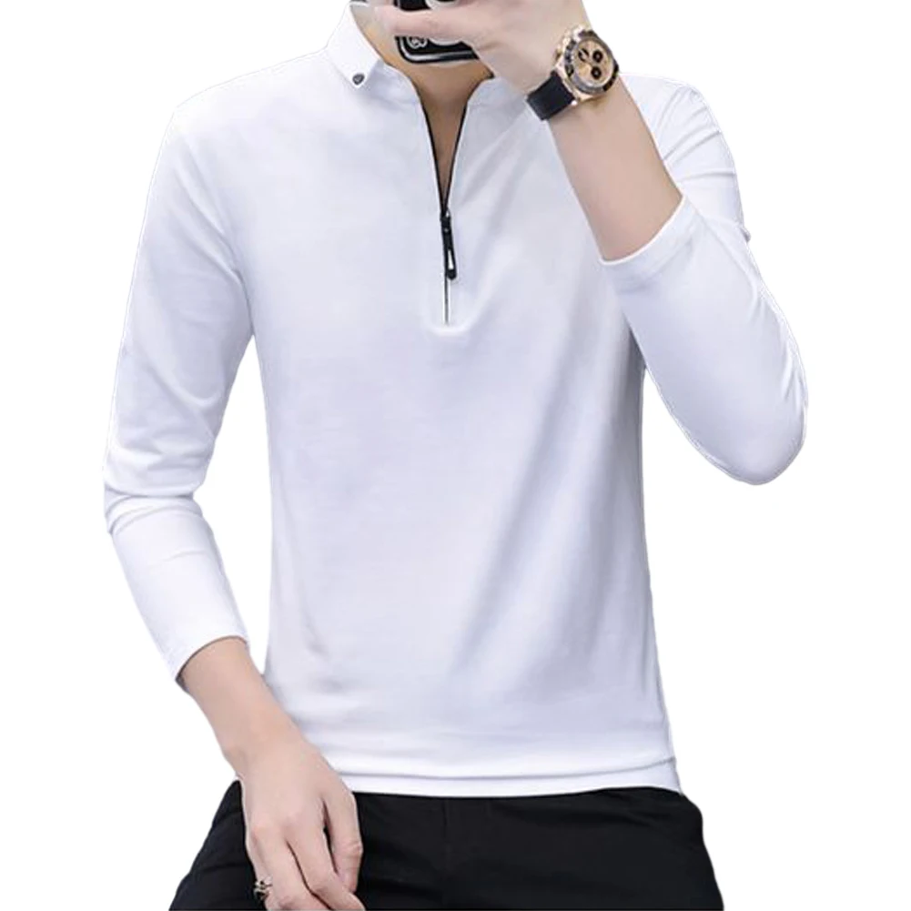 

Vacation Daily T-Shirt Tops Collared Dress Shirt Formal Long Sleeve Mens Slim Blouse Business Button Collar Casual