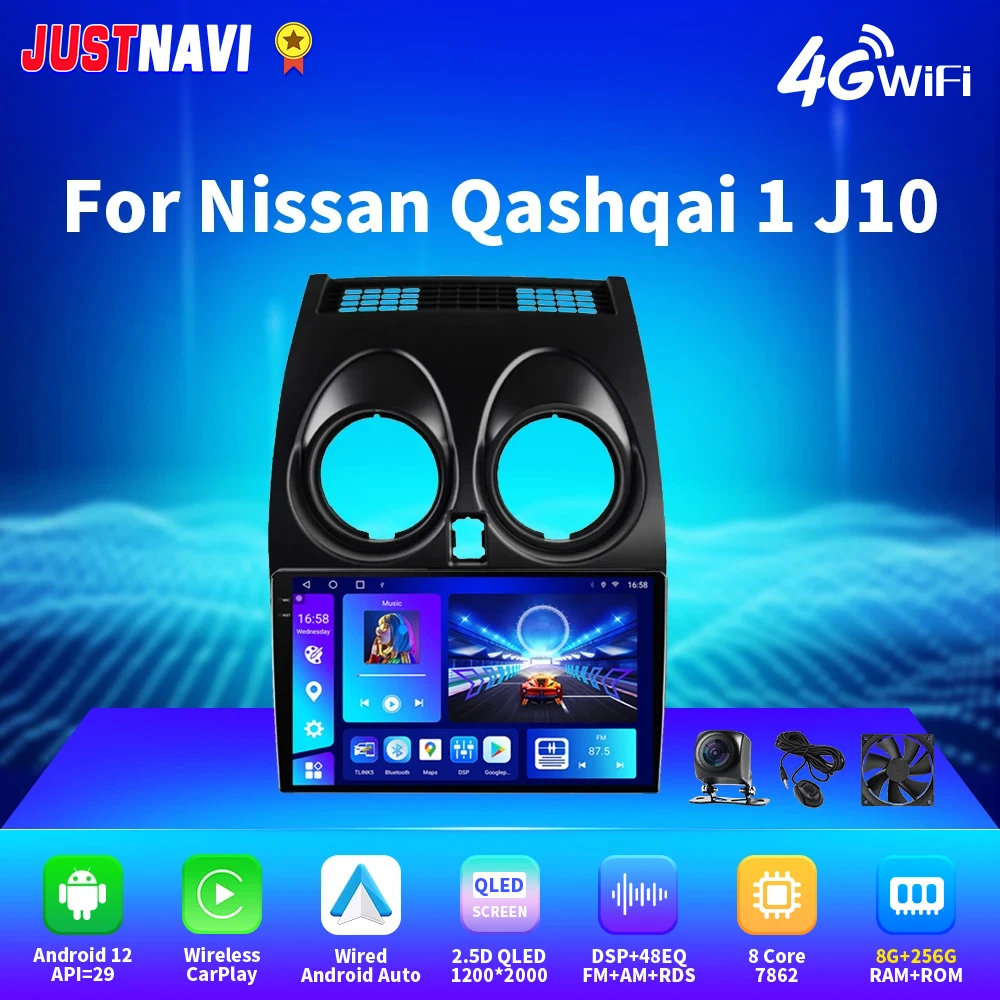 Автомобильный радиоприемник JUSTNAVI 2K 2000*1200 Android, мультимедийный видеоплеер для Nissan Qashqai 1 J10 2006-2013, навигация GPS Carplay DSP
Автомобильный радиоприемник JUSTNAVI 2K 2000*1200 Android, мультимедийный видеоплеер для Nissan Qashqai 1 J10 2006-2013, навигация GPS Carplay DSP