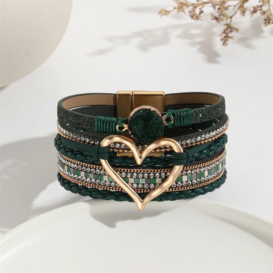 New Metal Love Heart Charm Leather Bracelets for Women Fashion Bohemian Rhinestone Resin Wrap Bracelet Bangle Couple Jewelry 19 Mallzona Sadb9d8f6a92d4512bfe55ac0069a671aZ New Metal Love Heart Charm Leather Bracelets for Women Fashion Bohemian Rhinestone Resin Wrap Bracelet Bangle Couple Jewelry Mallzona