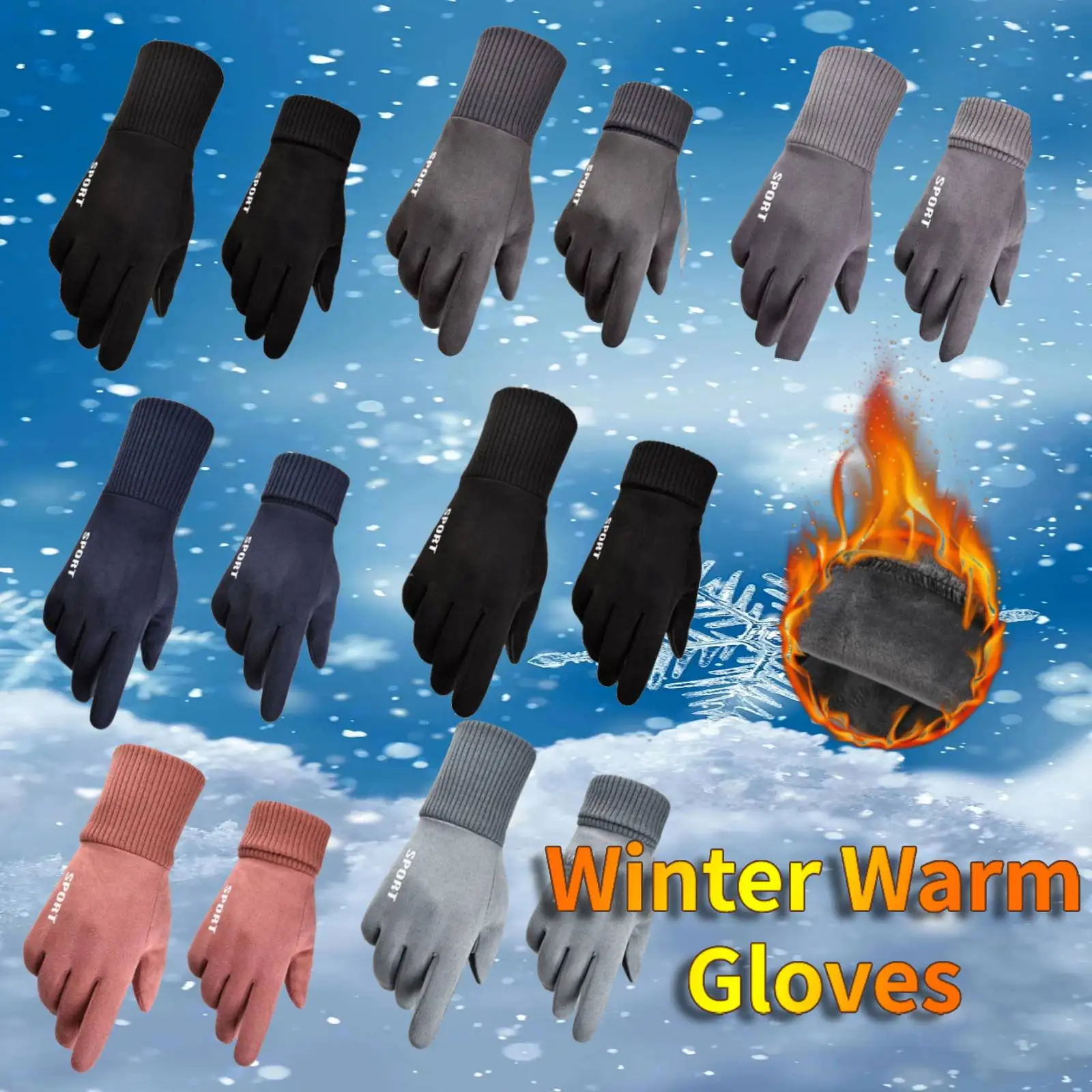 Winter Warm Sports Gloves Touch Screen Thermal Anti Slip Windproof Suede Mittens for Hiking Biking Workout Ski Cycling
Winter Warm Sports Gloves Touch Screen Thermal Anti Slip Windproof Suede Mittens for Hiking Biking Workout Ski Cycling