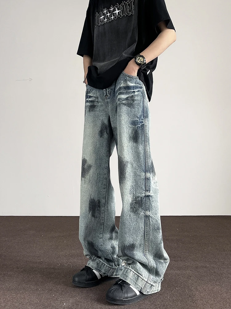 

Women's Blue Gothic Cargo Jeans Baggy Vintage Oversize Cowboy Pants Harajuku Denim Trousers 90s Y2k Trashy 2000s Clothes 2024
