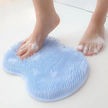 3 Pcs Body Shower Brush Foot Wash Mat Foot & Back Scrubber Reusable Silicone Brush Sucker Wall Mat Foot Bathing Tool