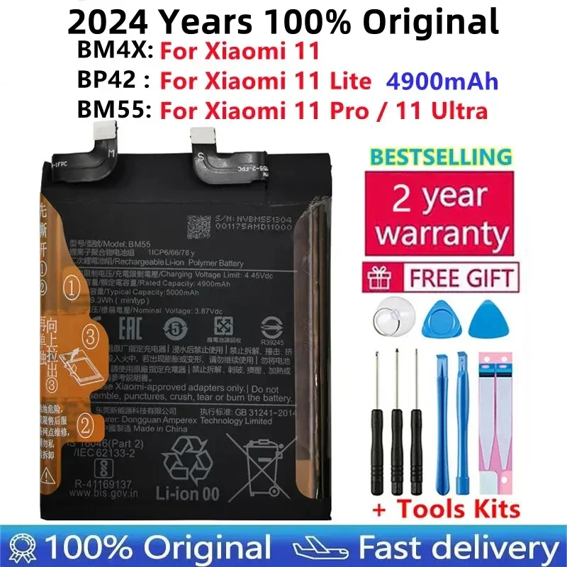 2024 Year 100% Original For Xiaomi Battery BP42 BM4X BM55 For Xiaomi Mi11 Lite / Mi 11 / 11 Pro / 11 Ultra Replacement Bateria
2024 Year 100% Original For Xiaomi Battery BP42 BM4X BM55 For Xiaomi Mi11 Lite / Mi 11 / 11 Pro / 11 Ultra Replacement Bateria