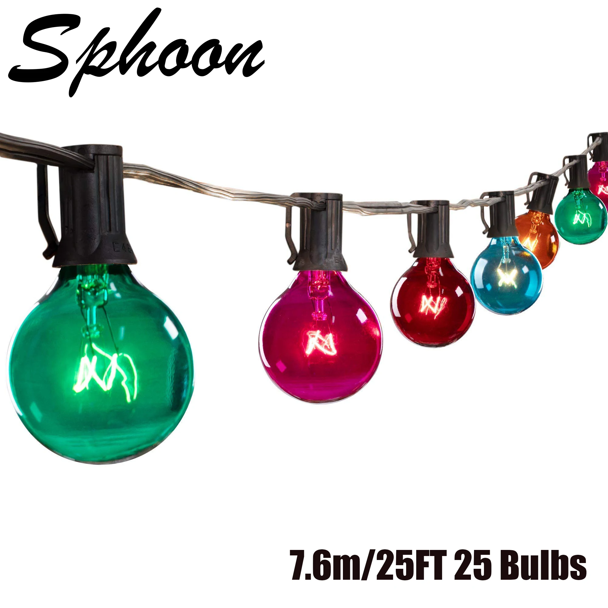 

25Ft G40 Globe Patio String Lights with 25 Multicolor Bulbs Indoor Outdoor Christmas String Lights for Backyard Garden Party