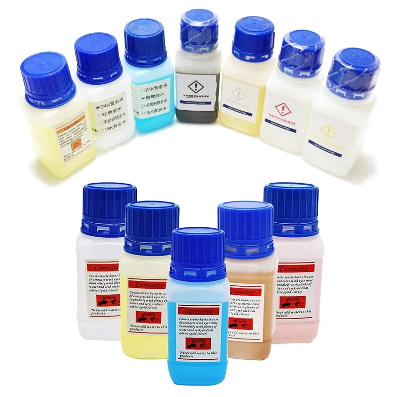 

non-cyanide jewelry coating plating Solution Rose Gold 24K 18k 14k AG copper Gold Electroplating Platinum Water Silver Liquid