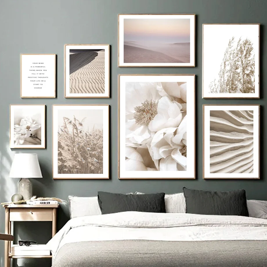 

White Flower Desert Dried Grass Reed Sand Wall Art Canvas Painting Nordic Posters And Prints Wall Pictures For Living Room Decor