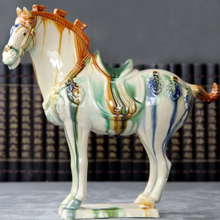 

Royal Horse of Ancient China Craft Collectible Decorated Handwork Ceramic Statue Ornament Study Room Decoration