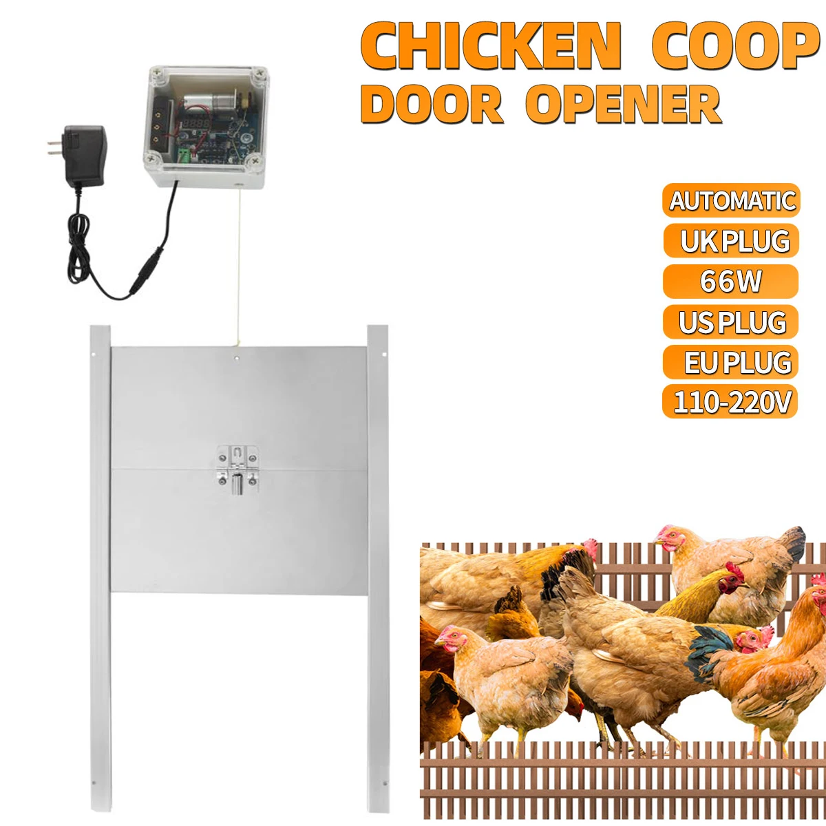Automatic Chicken Coop Door Opener / Lock Timer / Light Sensor Switch Self-Locking for Chicken Goose Ducks Coop Cages Metal Door
Automatic Chicken Coop Door Opener / Lock Timer / Light Sensor Switch Self-Locking for Chicken Goose Ducks Coop Cages Metal Door