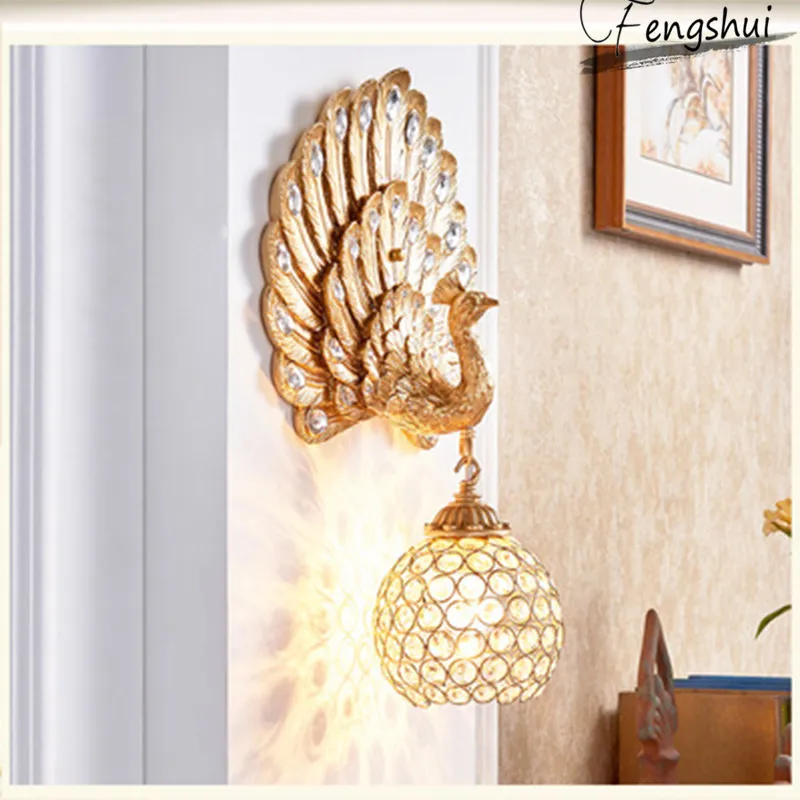 

Modern Resin Peacock Decor Wall Lamps Lighting Creative LED Bedside Sconces Living Room Corridor Aisle Stairs Lamp Loft Fixtures