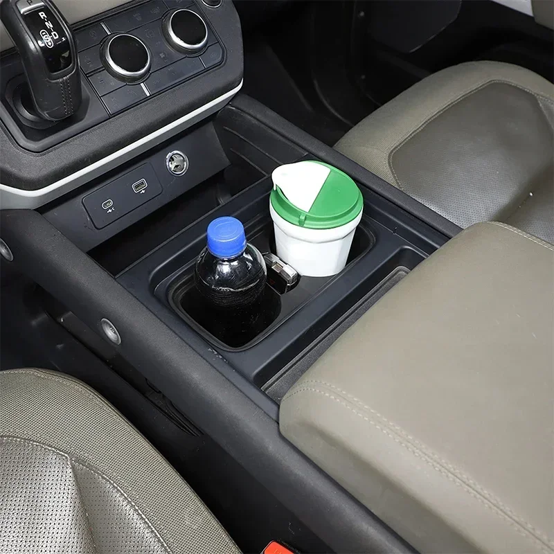 

For Land Rover Defender 90 110 130 2020-2024 TPE Black Car Central Water Cup Holder Protective Cover Car Accessories