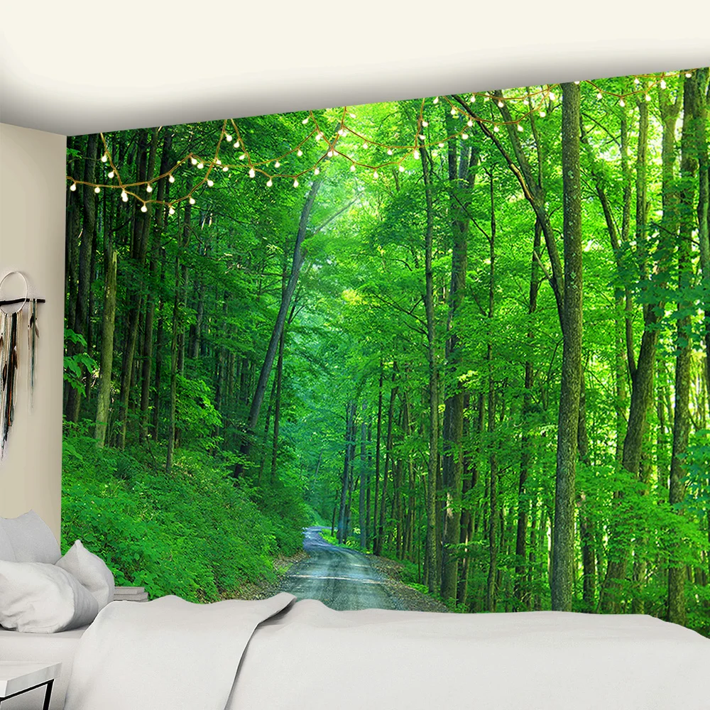 

Green Forest Tapestry Sunshine Trees and Meadow The Tree of Life Scenery Tapestries Living Room Bedroom Dorm Decor Wall Hanging