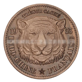 1955 동물 동전, 짐승의 왕 호랑이 기념 주화, 기념 메달 은 동전, 인도차이나 공예품 수집품