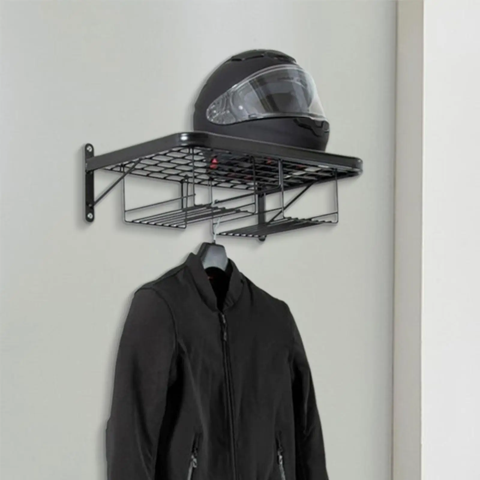 

Wall Mounted Helmet Rack Space Saving Jacket Hanger Glove Rack Jacket Holder Organizer for Hats Coats Caps Jacket Gloves