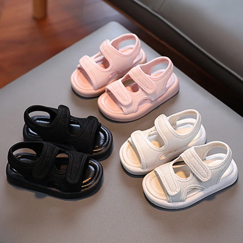 

Summer Children Shoes Solid Rubber Sole Anti-Slip Sandal Fashion Simple Designed Outing Breathable Casual Sandal Kid Beach Shoes